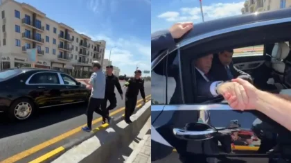 Ердоған Түркістандағы кортежін тоқтатып, өзіне қарай ұмтылған адамдармен суретке түсті (ВИДЕО)