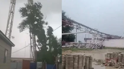 Ақтөбе облысында байланыс мұнарасы дүкенге құлап, үш адам зардап шекті