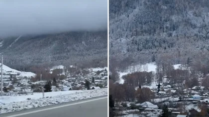 Алғашқы аяз түсті: Қатонқарағайдың тауларына қалың қар жауа бастады (ВИДЕО)